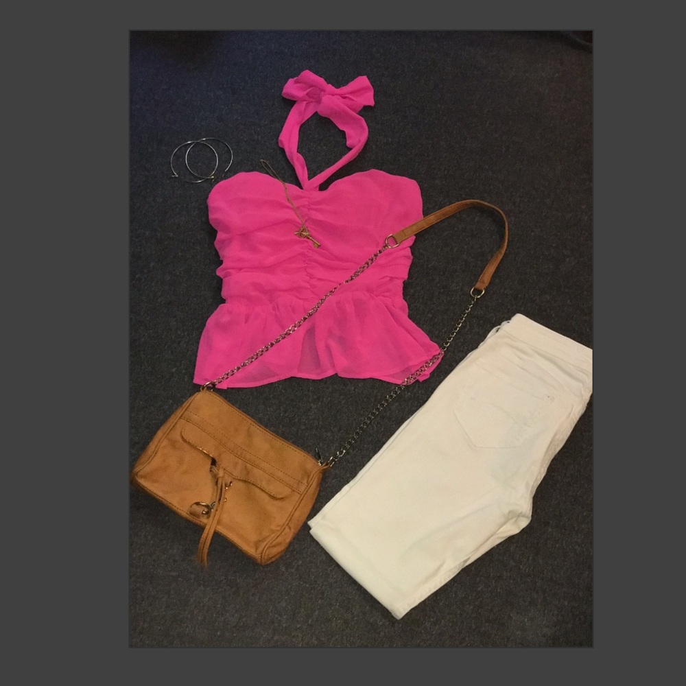 Cute pink wrap around neck shirt size medium